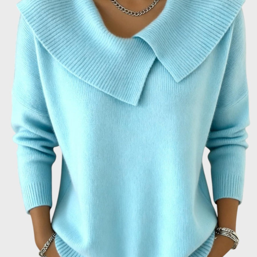 Barbora | Elegantní pletený svetr s výrazným límcem