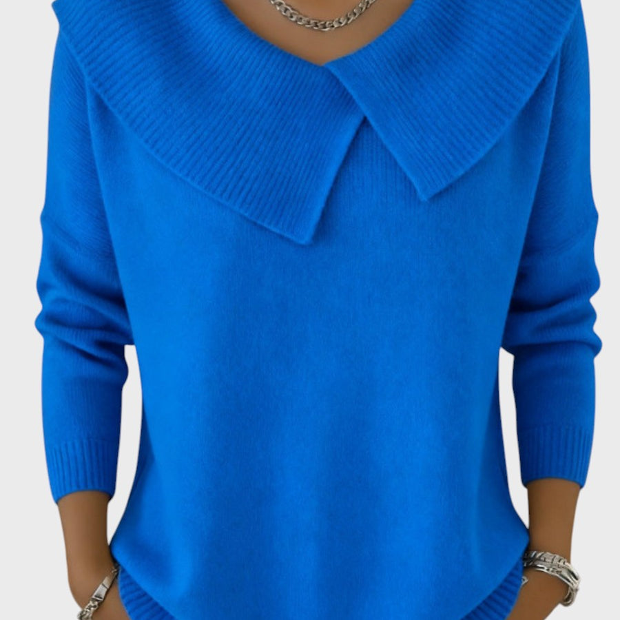 Barbora | Elegantní pletený svetr s výrazným límcem