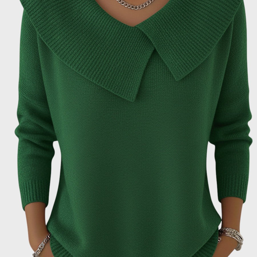 Barbora | Elegantní pletený svetr s výrazným límcem