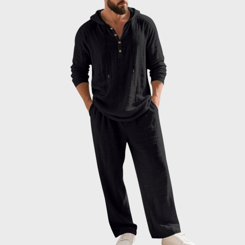 Milo | Pánský lněný set s kapucí