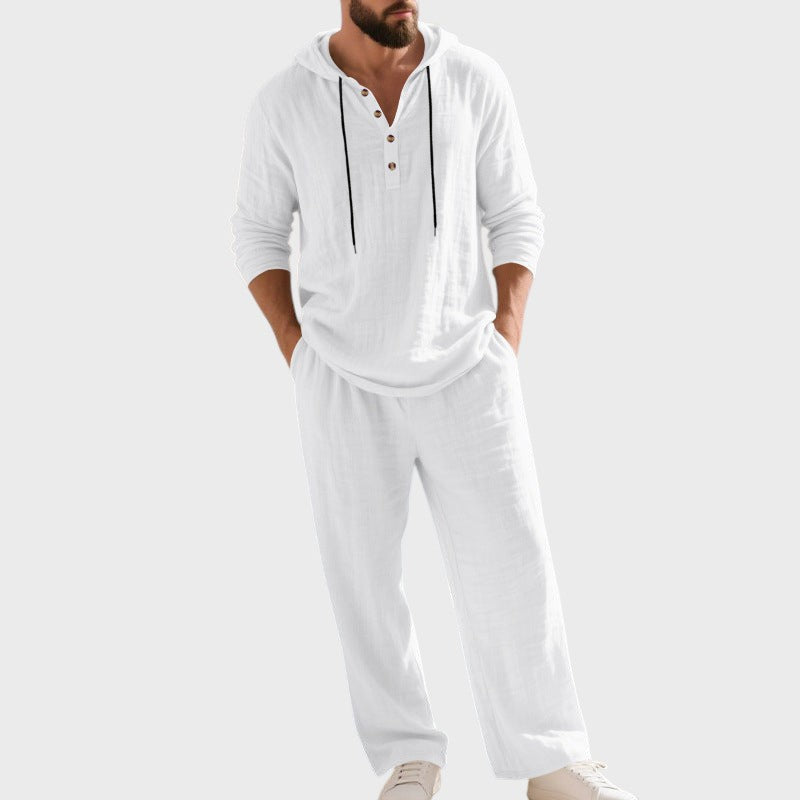 Milo | Pánský lněný set s kapucí