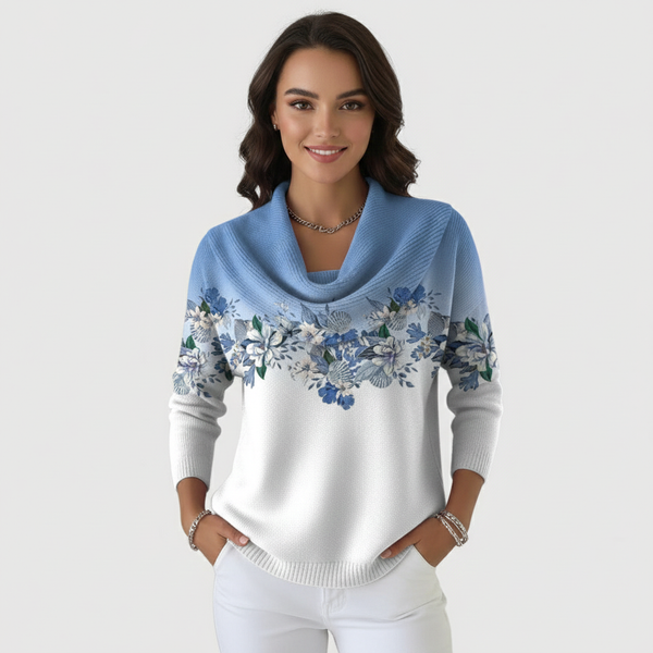 Anežka | Svetr s květinovým vzorem a měkkým výstřihem